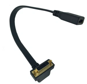 DVI 24+5 Female 90 Degree Angled to HDMI Female Flat Slim Cable Connector 30cm  - Picture 1 of 4