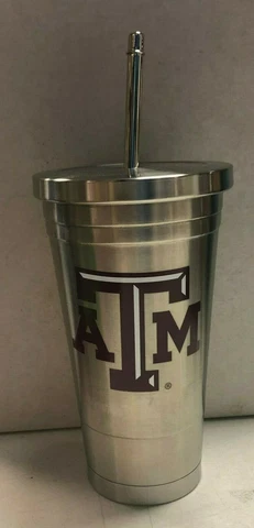 NCAA Texas A&M Aggies Metal Cup Tumbler with Straw Cover