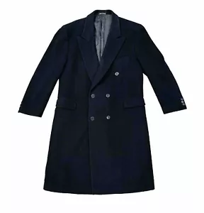 GIVENCHY Monsieur 100% Wool Trench Coat Black Buttoned Mens Long Jacket Size 44R - Picture 1 of 17