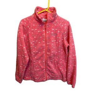 Columbia Full Zip Coral Funky Print Long Sleeve Fleece Jacket Size Large - Picture 1 of 11