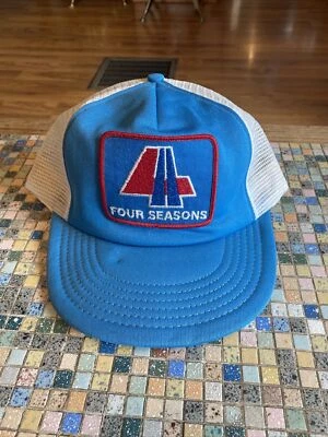 De colección Azul Cuatro Estaciones Camionero Sombrero Ajustable Snapback Gorra Parche EE. UU. Foto 1 de 4