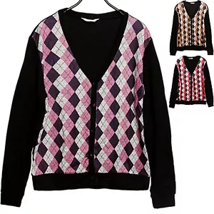 Cardigan uomo elegante moderno Argyle check maglione maglia gilet maglione giacca S/M - Foto 1 di 6