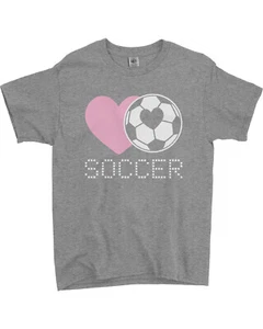 Love Heart Soccer Youth T-Shirt Cute Valentine's Day Gift - Picture 1 of 12