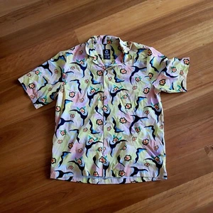 Afends Recycled Flower Yellow/Pink Button Shirt - Picture 1 of 8