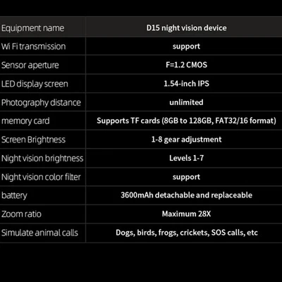 Per Visione Notturna Monoculare 4K Video 28X Zoom USB C Ricarica 8 Ore Tempo di - Immagine 1 di 4