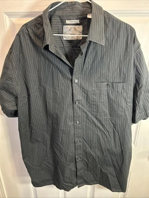 Bruno New York Button Up Shirt Black Stripe Short Sleeve Casual Men’s 2XLB - Image 1 of 4