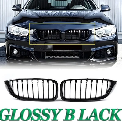 Front Kidney Grille Fit For BMW F32 F33 F36 428i 430i 435i 2014-2020 Gloss Black - Image 1 of 4