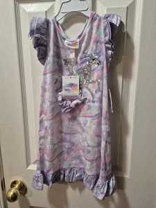 Girls NWT Unicorn Nightgown Sz. 4 W/ Headband Flame Resistant - Picture 1 of 4