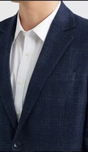 Blazer LAUREN RALPH LAUREN blu navy testurizzato misto lana/seta/lino - taglia 52R - Foto 1 di 10