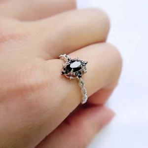 2.20Ct Oval Cut Lab-Created Black Diamond Anniversary Ring 14k White Gold Plated - Picture 1 of 5