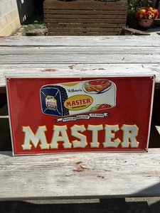 Insegna Pubblicitaria Vintage Anni 50 Master Bread Insegna Metallo Originale - Foto 1 di 6