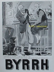 PUBLICITE BYRRH VIN AU BAR CHIEN ART DECO SIGNE GEORGES LEONNEC DE 1938 AD PUB - Imagen 1 de 1