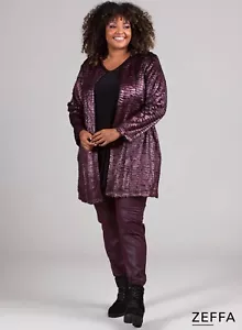 Angebot-Zeffa by Magna-Stylische festliche Jacke Longjacke Metallic Optik - Plum - Bild 1 von 6