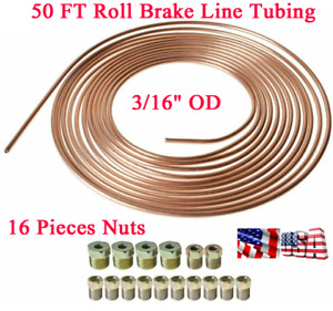 3/16"OD 50Ft Coil Roll Steel Copper Nickel Brake Line Tubing Kit + 16X Fittings 