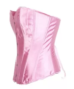 Lingerie Top Sexy Satin Overbust Corset Women Bustier Slimming Plus Size Lace Up - Picture 1 of 32