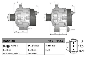 Nuevo alternador OE Denso - Focus C-Max Kuga C30 V50 DAN1118 8M5T10300YB 36002577 - Imagen 1 de 3