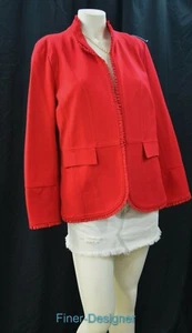 Chicos Blazer Jacket knit stretch rayon light coat pleated ruffle Chico 2 L NEW - Picture 1 of 9