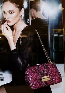 MICHAEL Kors L Sloan Quilted Leather Hobo Shoulder Purse Flap Chain Fuschia New - Picture 1 of 5