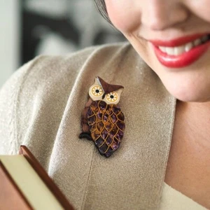 ERSTWILDER BROOCH - OUTSTANDING OBSERVATION - ART NOUVEAU OWL. NIB. - Bild 1 von 4