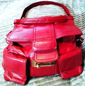 Escada Italian Red Leather Vintage Large Handbag/Shoulder Bag Rare - Picture 1 of 12
