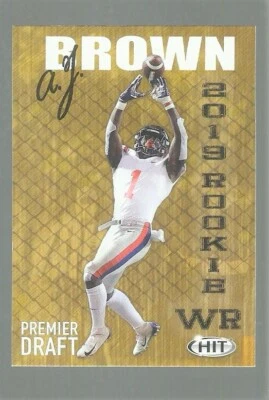 2019 SAGE PREMIER DRAFT FOOTBALL  #34  A.J. BROWN  RC  NM/MT+  TENNESSEE TITANS - Image 1 of 2