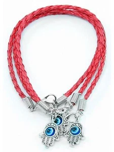 Lot 3 MAIN HAMSA contre MAUVAIS ŒIL Bracelet cordon ROUGE Pendentif CHANCEUX