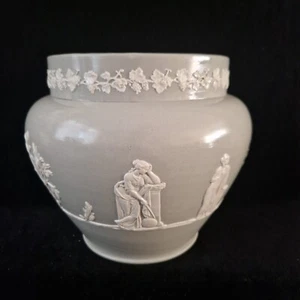 Antique Dudson Sage Green Planter / Pot Plant Pot "Classical Scenes" 20 cm - Picture 1 of 8