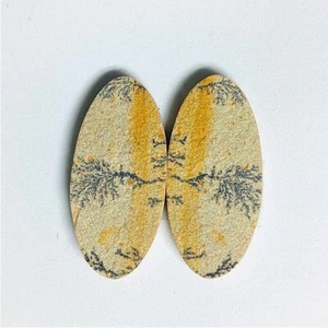 Psilomelane Dendrite Pair Natural Cabochon LooseGemstone Earring 55 Ct. ME-11491 - Picture 1 of 3