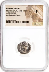 NGC ( F ) Roman AR Denarius Faustina I AD 138 - 140/1 NGC Certified Fine Ancient - Picture 1 of 2