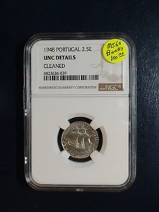 1948 Portugal 2 1/2 Escudos NGC UNCIRCULATED 2 1/2E Coin PRICED TO SELL! - Picture 1 of 4