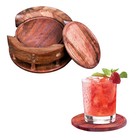 Drink Coaster Set With Holder 6pcs Natural Wooden Bamboo Coasters Tea Coffee Cup