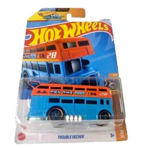 HOT WHEELS '24 TROUBLE DECKER ORANGE & BLUE 126/250 HTD46 LETS RACE NETFLIX SHOW - Picture 1 of 1