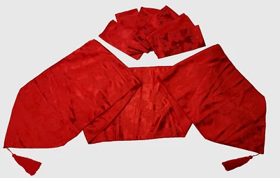 SET OF 6 NAPKINS + 1 TABLE RUNNER MOTIF TASSELS FLORAL CHRISTMAS RED - Image 1 of 4