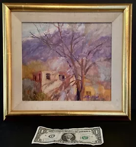 Vintage Signed Carol Miller Original Oil Painting ‘Winter Sun On Taos’ Framed - Picture 1 of 6