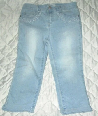 NWOT JESSICA SIPMSON Girl's Size: 8 BLUE DENIM   ROLLED CROP SKINNY CAPRI - Image 1 of 4