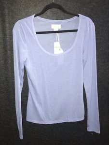 Camiseta Anthropologie Maeve Top Mujer Mediana Azul Cuello Redondo Manga Larga - Imagen 1 de 9