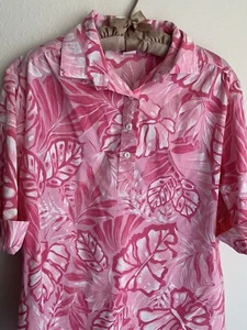 Vintage 16 Gilda California Pink Hawaiian Top Button Floral Leaf Tropical Retro - Picture 1 of 7