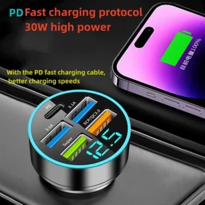 4 USB Port Super Fast Car Charger Adapter for iPhone Samsung Android Cell Phone - Photo 1 sur 8