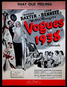 1937 Vogues del 1938 con spartiti Warner Baxter Joan Bennett film cravatta - Foto 1 di 3