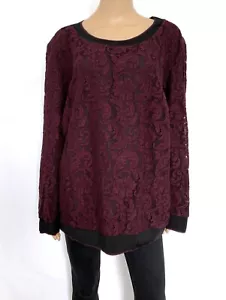 Neu mit Etikett! NEU! Ralph Lauren Übergröße 3X lila schwarz Spitze Baumwolle Top Tunika Damen - Bild 1 von 9