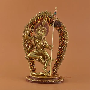 Estatua de cobre Troma Nagmo Dakini dorada tallada a mano de calidad fina de Nepal - Imagen 1 de 5