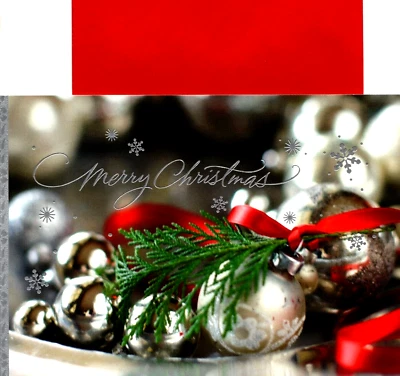 Feliz Navidad Clásico Adorno de Plata Adornos Tarjetas Sello - Juego de 3 Foto 1 de 3