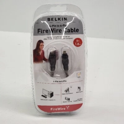 Belkin 4-pin to 4-pin Firewire 6ft Cable Connect FireWire Device to Computer - Image 1 of 4