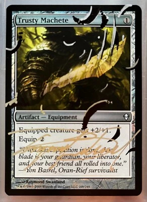 SIGNED ALTERED TRUSTY MACHETE FOIL ZENDIKAR RAYMOND SWANLAND MTG ZEN - Image 1 of 3