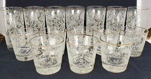 16 Vintage Libbey Floral Etched Glassware Gold Rim Hostess 6” W/ Box #159 12oz - Picture 1 of 10