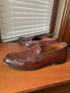 ALLEN EDMONDS 11E #8 SHELL CORDOVAN PATRIOT PENNY LOAFERS SHOES 11 E - Picture 1 of 22
