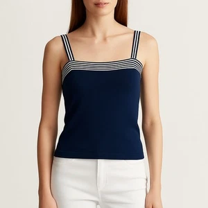 Camiseta sin mangas American Living para mujer L náutica azul marino tejida - Imagen 1 de 8