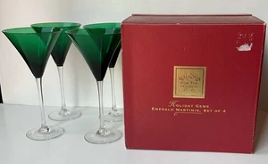 NIB Lenox Emerald Martinis Holiday Gems Crystal Glasses Set of 4 (435) - Picture 1 of 4