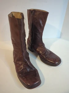 Rossi Vintage Brown Leather Shin-high Boots Mens 7-1/2 Made in Italy - Picture 1 of 11
