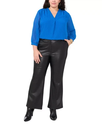 Женская блузка Vince Camuto большого размера в полоску с рукавом 3/4 синяя 2X - Изображение 1 из 4